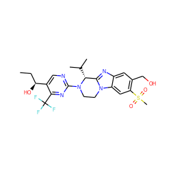 CC[C@H](O)c1cnc(N2CCn3c(nc4cc(CO)c(S(C)(=O)=O)cc43)[C@H]2C(C)C)nc1C(F)(F)F ZINC000205877994