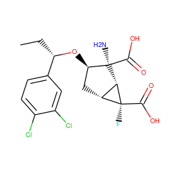 CC[C@H](O[C@@H]1C[C@@H]2[C@H]([C@]1(N)C(=O)O)[C@@]2(F)C(=O)O)c1ccc(Cl)c(Cl)c1 ZINC000013582224