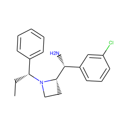 CC[C@H](c1ccccc1)N1CC[C@H]1[C@H](N)c1cccc(Cl)c1 ZINC000026849920