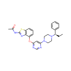 CC[C@H](c1ccccc1)N1CCN(c2cc(Oc3cccc4sc(NC(C)=O)nc34)ncn2)CC1 ZINC000028702000