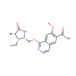 CC[C@H]1[C@@H](COc2nccc3cc(C(N)=O)c(OC)cc23)NC(=O)[C@H]1F ZINC000526061587