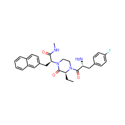 CC[C@H]1C(=O)N([C@@H](Cc2ccc3ccccc3c2)C(=O)NC)CCN1C(=O)[C@H](N)Cc1ccc(F)cc1 ZINC000040864877