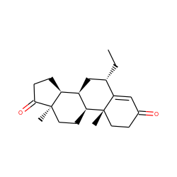 CC[C@H]1C[C@@H]2[C@@H]3CCC(=O)[C@]3(C)CC[C@@H]2[C@@]2(C)CCC(=O)C=C12 ZINC000036289215