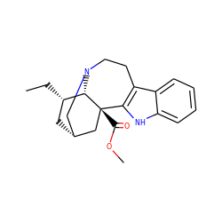 CC[C@H]1C[C@@H]2CN3CCc4c([nH]c5ccccc45)[C@](C(=O)OC)(C2)[C@H]13 ZINC000100152240