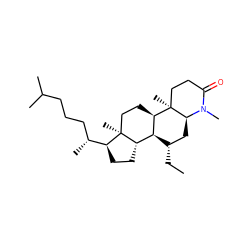 CC[C@H]1C[C@@H]2N(C)C(=O)CC[C@]2(C)[C@@H]2CC[C@@]3(C)[C@@H](CC[C@H]3[C@H](C)CCCC(C)C)[C@H]12 ZINC000253640941