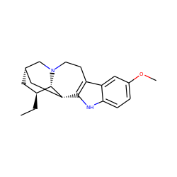 CC[C@H]1C[C@H]2C[C@H]3c4[nH]c5ccc(OC)cc5c4CCN(C2)[C@@H]13 ZINC000100899367