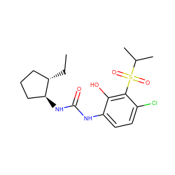 CC[C@H]1CCC[C@@H]1NC(=O)Nc1ccc(Cl)c(S(=O)(=O)C(C)C)c1O ZINC001772614465