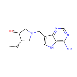 CC[C@H]1CN(Cc2c[nH]c3c(N)ncnc23)C[C@H]1O ZINC000064491814