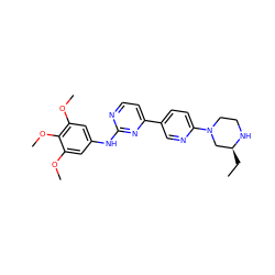 CC[C@H]1CN(c2ccc(-c3ccnc(Nc4cc(OC)c(OC)c(OC)c4)n3)cn2)CCN1 ZINC000026986400