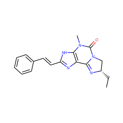 CC[C@H]1CN2C(=O)N(C)c3[nH]c(/C=C/c4ccccc4)nc3C2=N1 ZINC000013475237