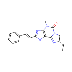 CC[C@H]1CN2C(=O)N(C)c3nc(/C=C/c4ccccc4)n(C)c3C2=N1 ZINC000013475235