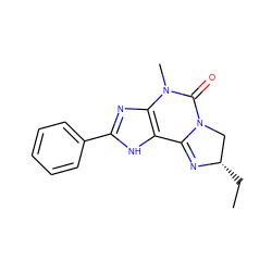 CC[C@H]1CN2C(=O)N(C)c3nc(-c4ccccc4)[nH]c3C2=N1 ZINC000027092703