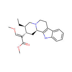 CC[C@H]1CN2CCc3c([nH]c4ccccc34)[C@H]2C[C@@H]1/C(=C\OC)C(=O)OC ZINC000026846321