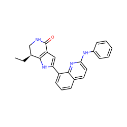 CC[C@H]1CNC(=O)c2cc(-c3cccc4ccc(Nc5ccccc5)nc34)[nH]c21 ZINC000222417161