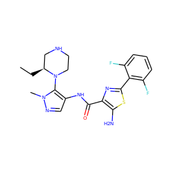 CC[C@H]1CNCCN1c1c(NC(=O)c2nc(-c3c(F)cccc3F)sc2N)cnn1C ZINC000169699277