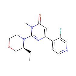 CC[C@H]1COCCN1c1nc(-c2ccncc2F)cc(=O)n1C ZINC000147511907