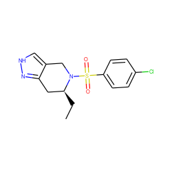 CC[C@H]1Cc2n[nH]cc2CN1S(=O)(=O)c1ccc(Cl)cc1 ZINC000049070238