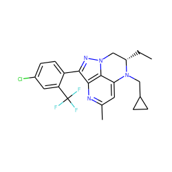 CC[C@H]1Cn2nc(-c3ccc(Cl)cc3C(F)(F)F)c3nc(C)cc(c32)N1CC1CC1 ZINC000013672732