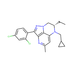 CC[C@H]1Cn2nc(-c3ccc(Cl)cc3Cl)c3nc(C)cc(c32)N1CC1CC1 ZINC000013672686