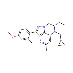 CC[C@H]1Cn2nc(-c3ccc(OC)cc3C)c3nc(C)cc(c32)N1CC1CC1 ZINC000013672749