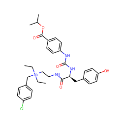 CC[N+](CC)(CCNC(=O)[C@H](Cc1ccc(O)cc1)NC(=O)Nc1ccc(C(=O)OC(C)C)cc1)Cc1ccc(Cl)cc1 ZINC000095563273