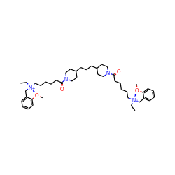 CC[N@+](C)(CCCCCC(=O)N1CCC(CCCC2CCN(C(=O)CCCCC[N@@+](C)(CC)Cc3ccccc3OC)CC2)CC1)Cc1ccccc1OC ZINC000299806109