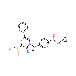 CC[S@+]([O-])c1nc(-c2ccccc2)cn2c(-c3ccc(C(=O)NC4CC4)cc3)cnc12 ZINC000118745093