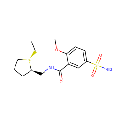 CC[S@+]1CCC[C@@H]1CNC(=O)c1cc(S(N)(=O)=O)ccc1OC ZINC000028001014