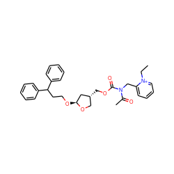 CC[n+]1ccccc1CN(C(C)=O)C(=O)OC[C@@H]1CO[C@@H](OCCC(c2ccccc2)c2ccccc2)C1 ZINC000013450310