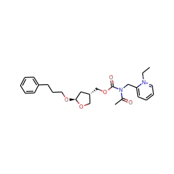 CC[n+]1ccccc1CN(C(C)=O)C(=O)OC[C@@H]1CO[C@@H](OCCCc2ccccc2)C1 ZINC000013450289