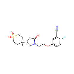 CC1([C@@H]2CC(=O)N(CCOc3ccc(F)c(C#N)c3)C2)CCS(=O)(=O)CC1 ZINC000584905440