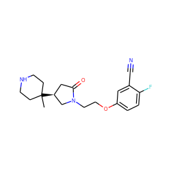 CC1([C@H]2CC(=O)N(CCOc3ccc(F)c(C#N)c3)C2)CCNCC1 ZINC001772574430