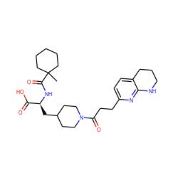 CC1(C(=O)N[C@@H](CC2CCN(C(=O)CCc3ccc4c(n3)NCCC4)CC2)C(=O)O)CCCCC1 ZINC000149202271