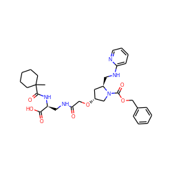 CC1(C(=O)N[C@@H](CNC(=O)CO[C@@H]2C[C@@H](CNc3ccccn3)N(C(=O)OCc3ccccc3)C2)C(=O)O)CCCCC1 ZINC000028710128