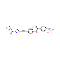 CC1(C(=O)N2CC(C#Cc3ccc4c(=O)c(-c5ccc(NS(C)(=O)=O)cc5)coc4c3)C2)COC1 ZINC000169700862