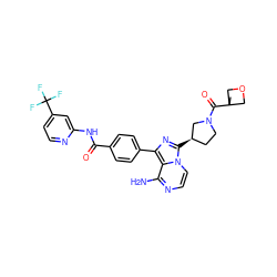 CC1(C(=O)N2CC[C@@H](c3nc(-c4ccc(C(=O)Nc5cc(C(F)(F)F)ccn5)cc4)c4c(N)nccn34)C2)COC1 ZINC001772638280