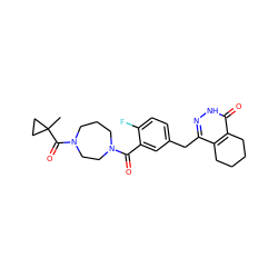 CC1(C(=O)N2CCCN(C(=O)c3cc(Cc4n[nH]c(=O)c5c4CCCC5)ccc3F)CC2)CC1 ZINC000149114549