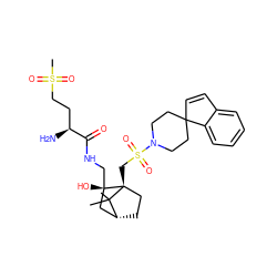 CC1(C)[C@@H]2CC[C@@]1(CS(=O)(=O)N1CCC3(C=Cc4ccccc43)CC1)[C@@](O)(CNC(=O)[C@@H](N)CCS(C)(=O)=O)C2 ZINC000027321162