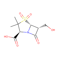 CC1(C)[C@H](C(=O)O)N2C(=O)[C@@H](CO)[C@H]2S1(=O)=O ZINC000003986689