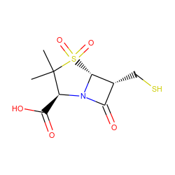 CC1(C)[C@H](C(=O)O)N2C(=O)[C@@H](CS)[C@H]2S1(=O)=O ZINC000028758109