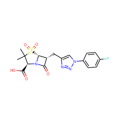 CC1(C)[C@H](C(=O)O)N2C(=O)[C@@H](Cc3cn(-c4ccc(F)cc4)nn3)[C@H]2S1(=O)=O ZINC000025963304