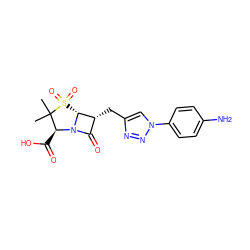 CC1(C)[C@H](C(=O)O)N2C(=O)[C@@H](Cc3cn(-c4ccc(N)cc4)nn3)[C@H]2S1(=O)=O ZINC000025963309