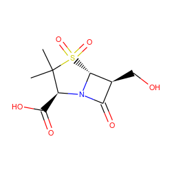 CC1(C)[C@H](C(=O)O)N2C(=O)[C@H](CO)[C@H]2S1(=O)=O ZINC000028759437