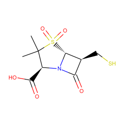 CC1(C)[C@H](C(=O)O)N2C(=O)[C@H](CS)[C@H]2S1(=O)=O ZINC000028758382