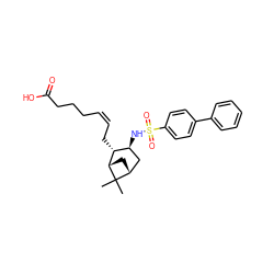 CC1(C)[C@H]2C[C@@H]1C[C@H](NS(=O)(=O)c1ccc(-c3ccccc3)cc1)[C@H]2C/C=C\CCCC(=O)O ZINC000013521373