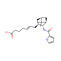 CC1(C)[C@H]2C[C@H](C/C=C/CCCC(=O)O)[C@@H](NC(=O)c3ccc[nH]3)[C@@H]1C2 ZINC000026493871