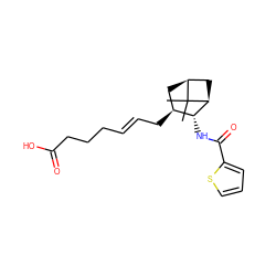 CC1(C)[C@H]2C[C@H](C/C=C/CCCC(=O)O)[C@@H](NC(=O)c3cccs3)[C@@H]1C2 ZINC000026476987