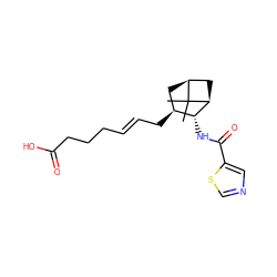 CC1(C)[C@H]2C[C@H](C/C=C/CCCC(=O)O)[C@@H](NC(=O)c3cncs3)[C@@H]1C2 ZINC000026489050