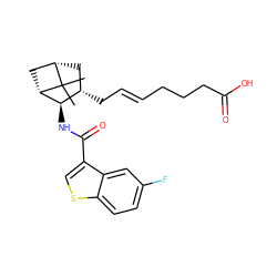 CC1(C)[C@H]2C[C@H](C/C=C/CCCC(=O)O)[C@@H](NC(=O)c3csc4ccc(F)cc34)[C@@H]1C2 ZINC000026492606