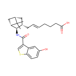 CC1(C)[C@H]2C[C@H](C/C=C/CCCC(=O)O)[C@@H](NC(=O)c3csc4ccc(O)cc34)[C@@H]1C2 ZINC000026494820